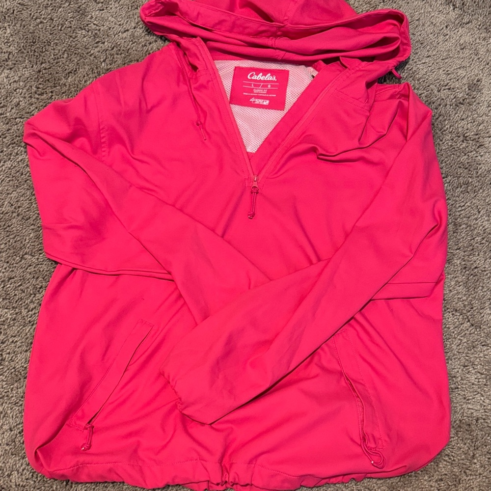 Cabela's Fuchsia light weight Hooded UPF 30 Jacket